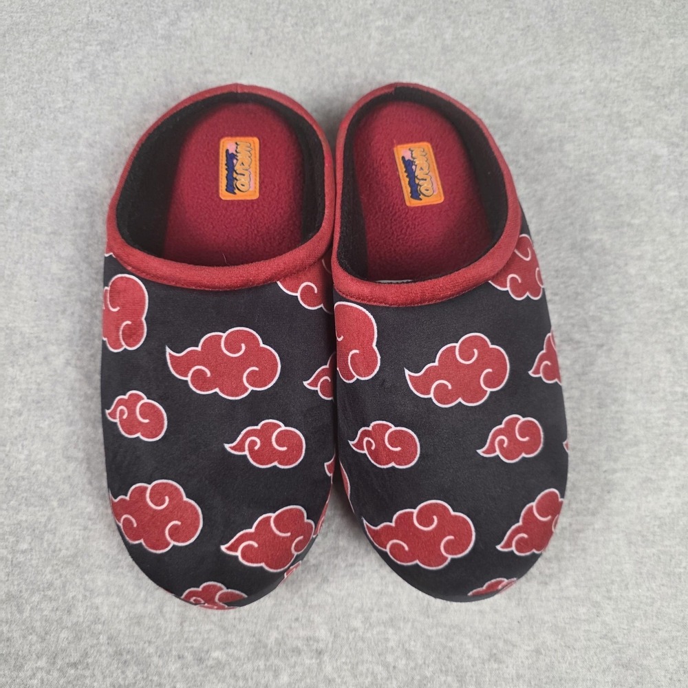 Naruto‎ Shippuden Slippers Mens Size 9 Black Akatsuki Cloud Mule House Shoes - Picture 2 of 4